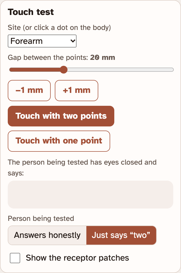 The Touch test box in the lab with the person set to Just says two